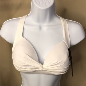 La Blanca White Twist-Front Bikini Top